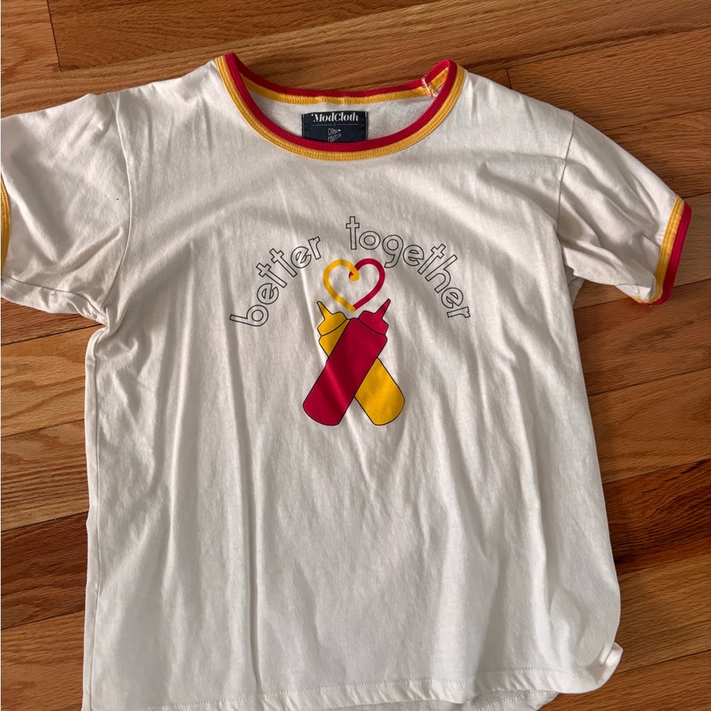 3/$20 NWOT Modcloth Camp Collection Ringer Graphic Better Together Tee Sz Med